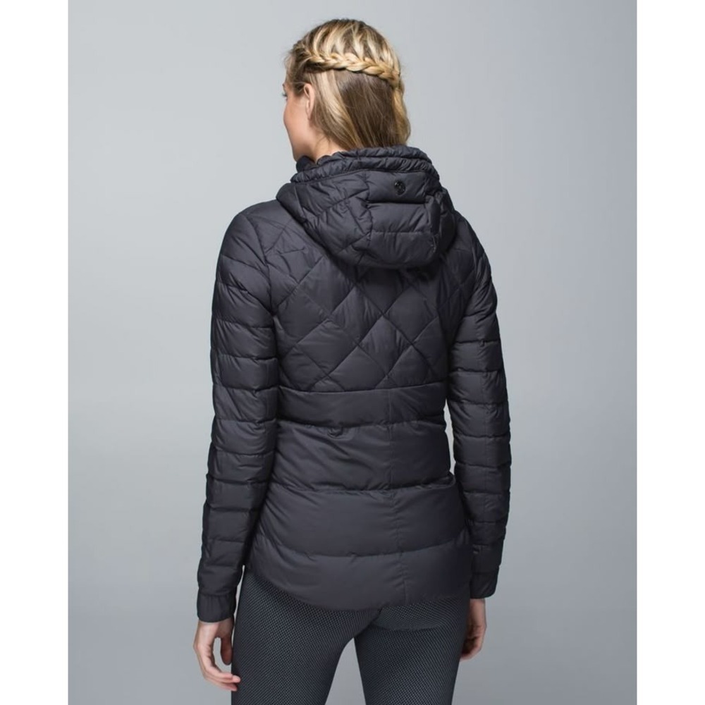 Lululemon Fluffin Awesone Down Jacket Womens 8 Black Quilted Hooded Puffer FLAW